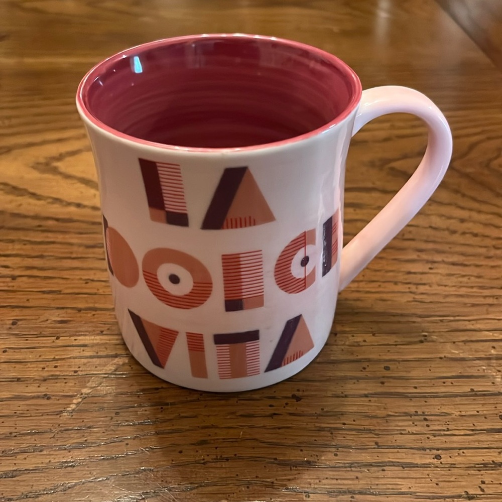 Anthropologie La Dolce Vita Typography mug